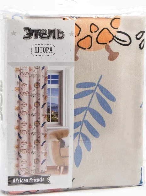 Штора "Этель" African friends, 145*260 см, 100% хлопок