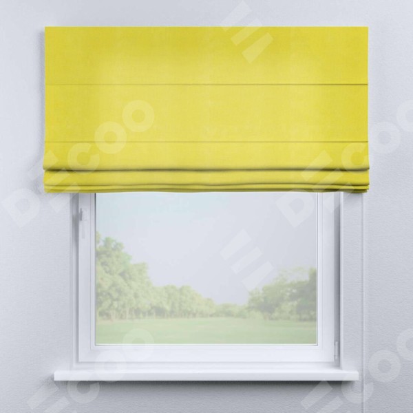 Римская штора «Кортин» для проема, ткань вельвет светло-желтый