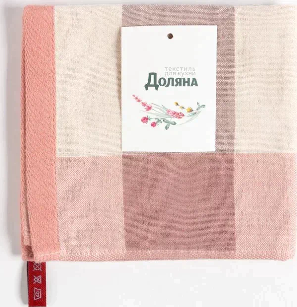 Салфетка для уборки двухсторонняя Доляна «Клетка» цв.розовый 35х35 см, 100% хлопок