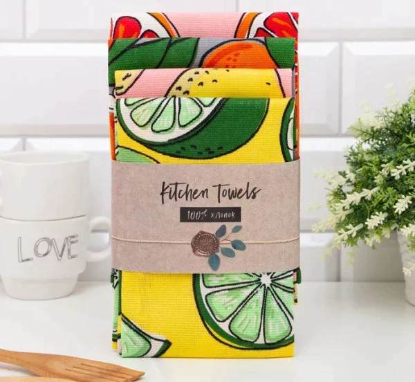Набор кухонных полотенец Доляна Citrus mix 35х60см-4шт, 100% хл