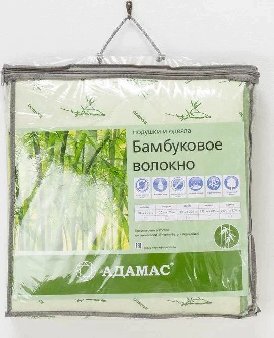 Одеяло всесезонное Адамас "Бамбук", размер 110х140 ± 5 см, 300 гр/м2, чехол поликоттон, цвет микс
