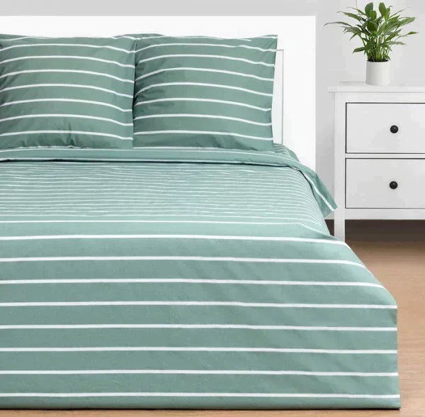Постельное бельё Этель Дуэт Mint stripes 143х215 см-2шт, 220х240см, 70х70см-2шт, 100% хлопок, поплин