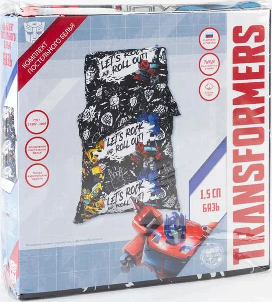 Постельное бельё 1,5 сп "Let's rock" Transformers 143*215 см, 150*214 см, 50*70 см -1 шт
