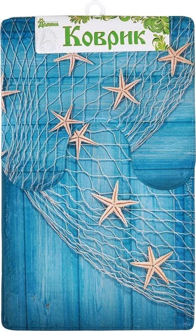 Набор ковриков для ванны и туалета Доляна «Морские звёзды», 2 шт: 40×45, 45×75 см