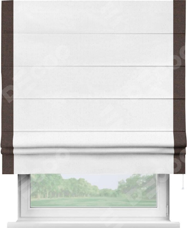 Римская штора «Кортин» с кантом Стрим Дуо, для проема, лён цвет белый