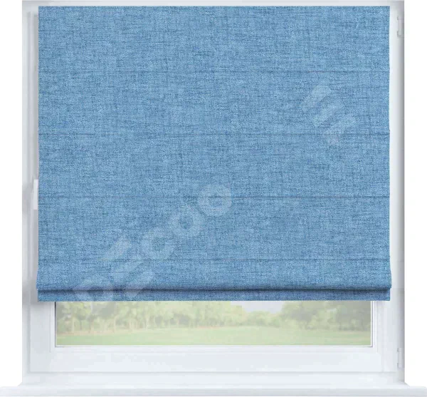 Римская штора «Кортин», рогожка димаут голубой, на створку