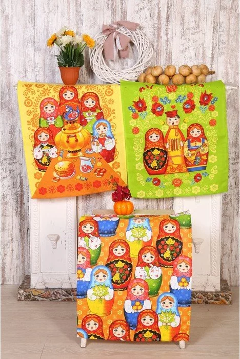 Полотенце  45х60 см, Матрешка, вафля, 170 гр/м2, хлопок 100%