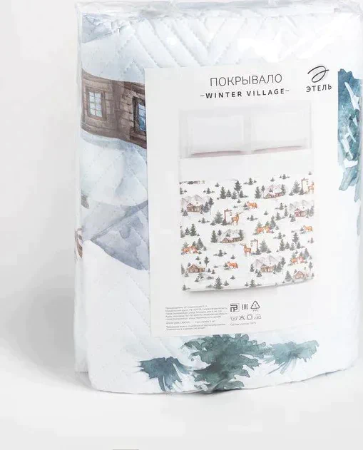Покрывало "Этель" 1,5 сп Winter village, 145х210см, микрофибра