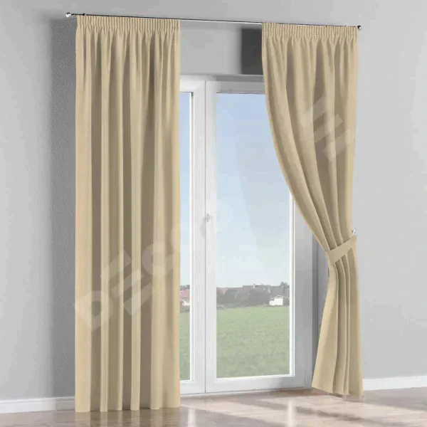 Комплект штор на тесьме «Карандаш», блэкаут однотонный кофейно-бежевый