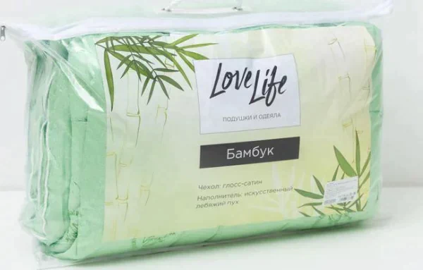 Одеяло LoveLife 172*205 см Бамбук, глосс-сатин, п/э 100%, 450 гр/м2