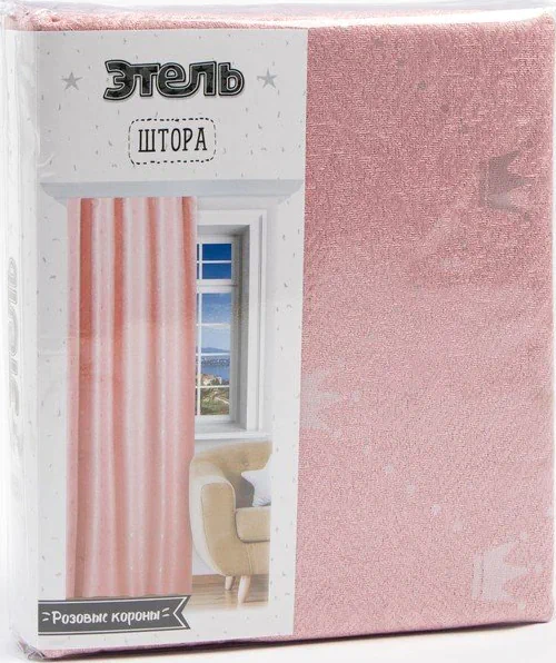 Штора "Этель" Розовые короны, 170*260 см, 100% п/э