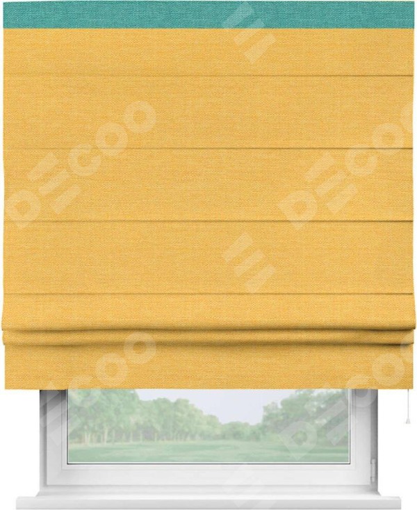 Римская штора «Кортин» с кантом Кинг, для проема, ткань лён желтый