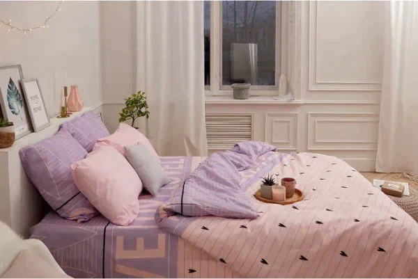 Постельное бельё «Этель» евро Violet love 200*217 см, 240*220 см, 70*70 см - 2 шт