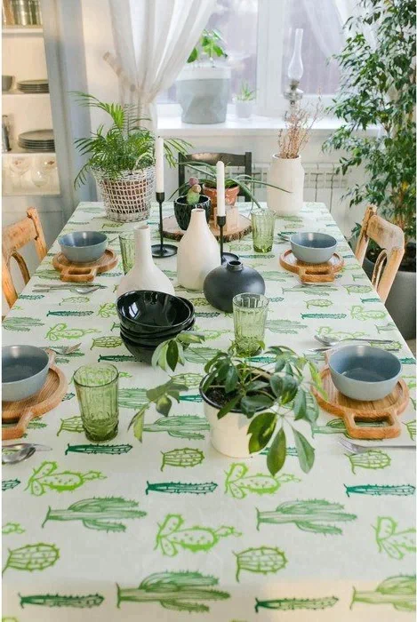 Скатерть Этель "Кактусы" , 150*220 см, репс,пл.130 г/м²,100% хлопок
