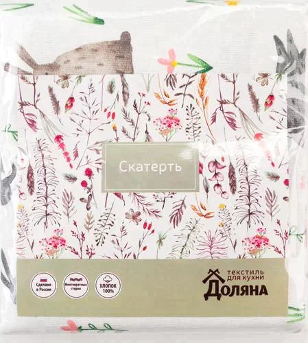 Скатерть пасхальная, Доляна Fluffy bunnies 180х144 см, 100% хлопок, 164 г/м2