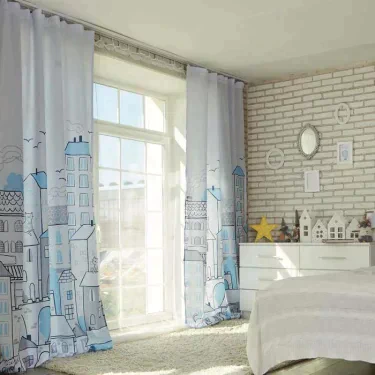 Комплект штор "Этель" Sweet home blue 145*260 см-2 шт, 100% п/э, 140 г/м2
