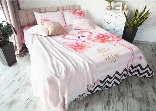 Постельное белье "Этель" евро Flamingo 200*217 см, 240*220 см, 50*70+3 см - 2 шт
