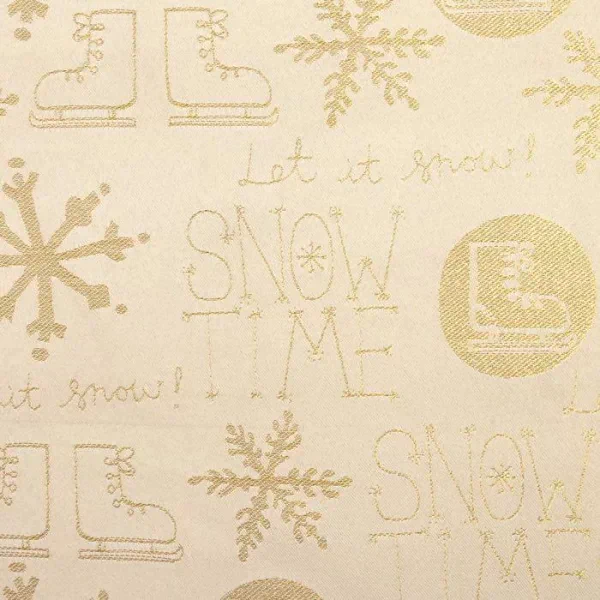 Скатерть Этель "Snow time" цв.золотой, 150*280 см, 115 ±10 гр,100% п/э