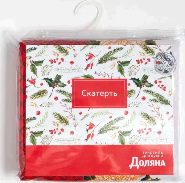 Скатерть Доляна «Новый год: Процветания в Новом году» 145*180 см, 100% п/э