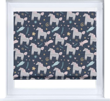 Римская штора «Кортин» кассетная «Милые единороги»