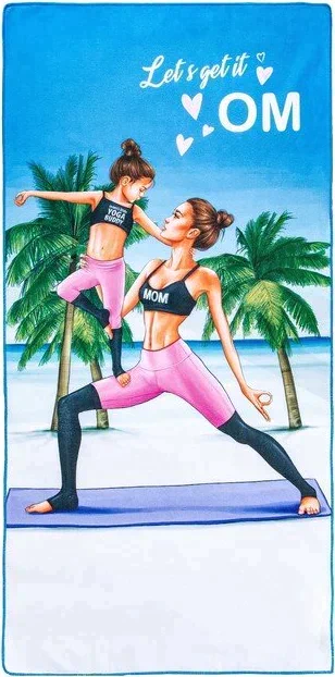Полотенце пляжное в сумке Этель «Yoga mom» 70х140 см, микрофибра