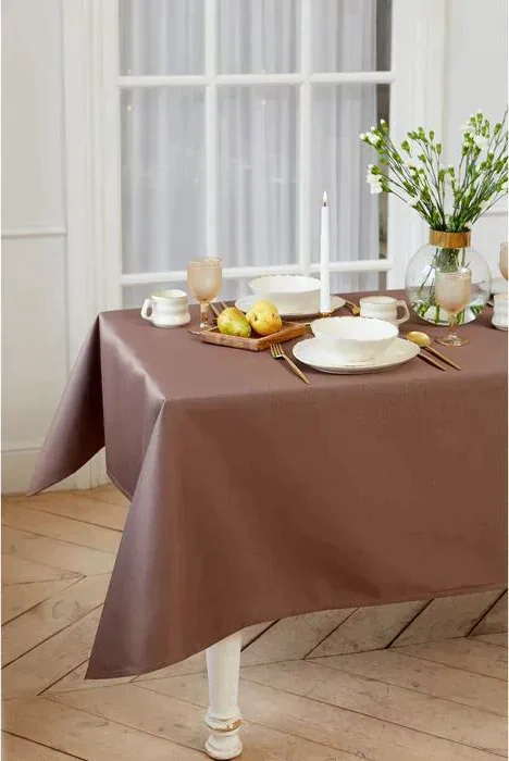 Скатерть "Этель" Elegance 150*250 +/-3см, цв.кофейный, пл. 192 г/м2, хл с ВГМО
