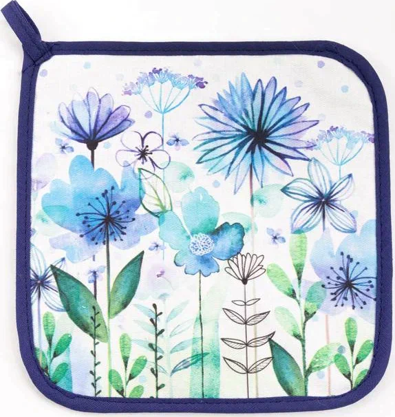 Прихватка "Blue flowers" 19х19 саржа,100% х/л,ватин 250г/м2