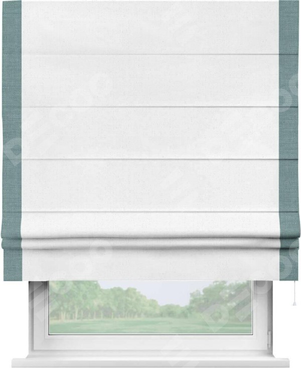 Римская штора «Кортин» с кантом Стрим Дуо, для проема, лён цвет белый