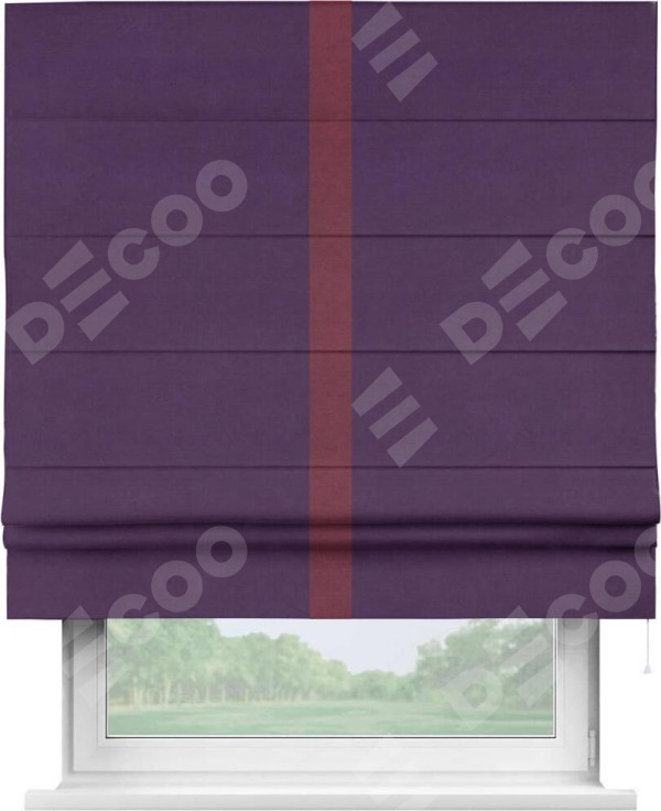 Римская штора «Кортин» с кантом Хайвэй, для проема, ткань вельвет темно-фиолетовый