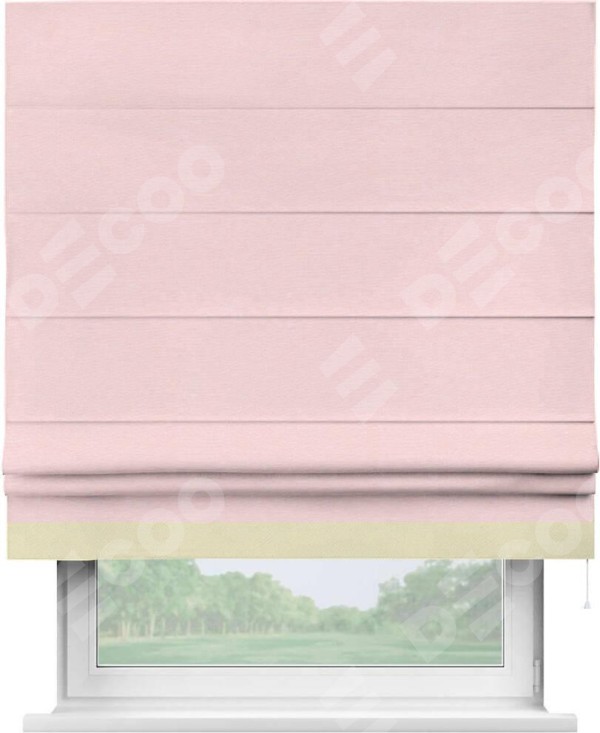 Римская штора «Кортин» с кантом Джестер, для проема, ткань блэкаут однотонный розовый