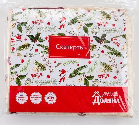 Скатерть "Доляна" Christmas mood 146х220см, 100%хл, рогожка 164 г/м2