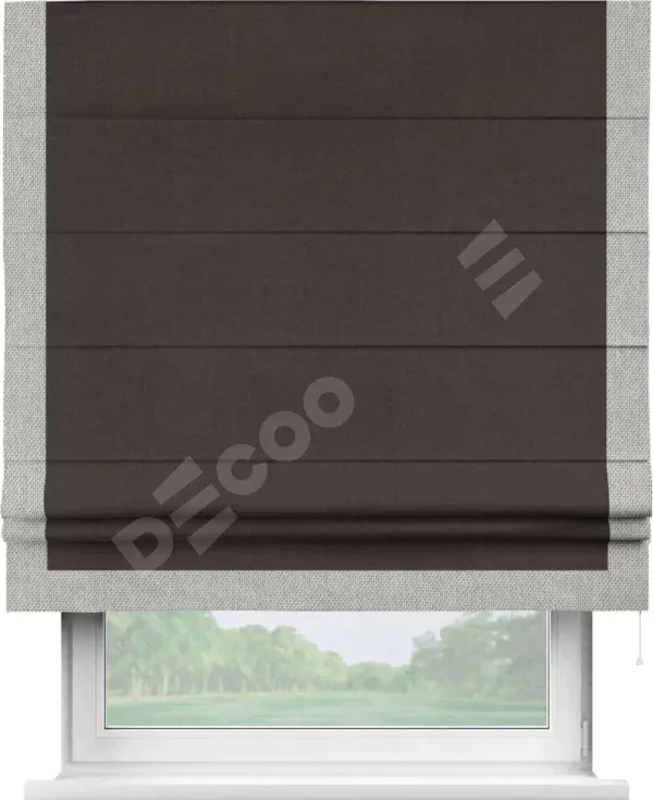 Римская штора «Кортин» для проема, лён димаут венге с кантом Виктория