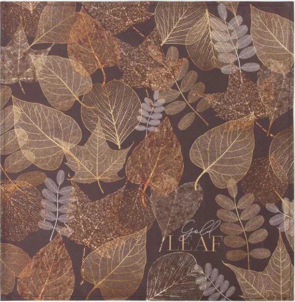 Набор салфеток с декорат. кольцами "Gold Leaf" 46х46см - 4 шт, 100% хл, саржа 190гр/м2