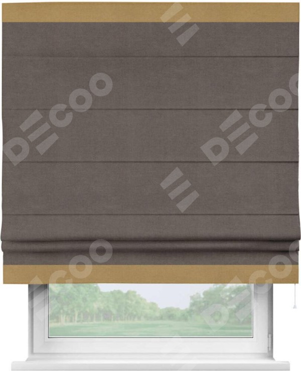 Римская штора «Кортин» с кантом Горизонт, для проема, ткань вельвет коричневый