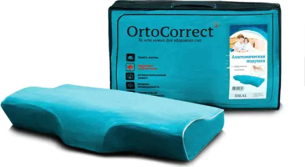 Ортопедическая подушка OrtoCorrect IDEAL с центральной П-образной выемкой 58х32,высота вали