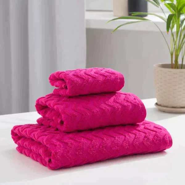Полотенце махровое LoveLife Zig-Zag 50*90 см, цв. ярко-розовый,100% хл, 360 гр/м2