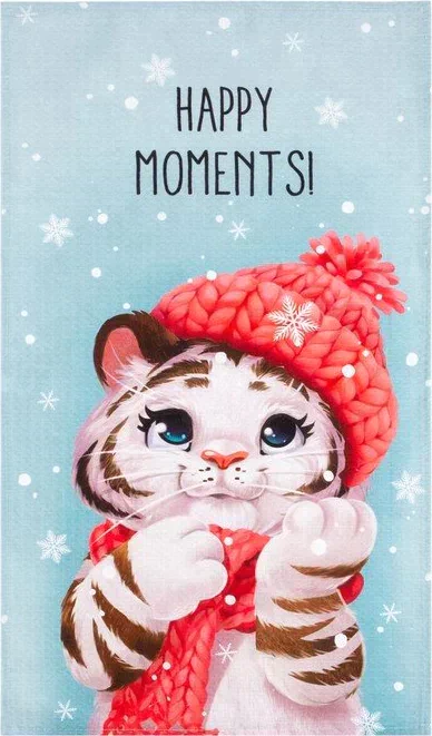 Полотенце Этель «Новый год: Happy moments» 40х73 см, 100% хл, вафля 160 г/м2