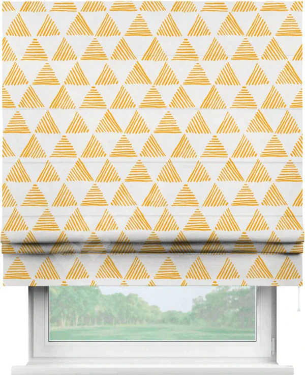Римская штора «Кортин» для проема «Желтые треугольники»
