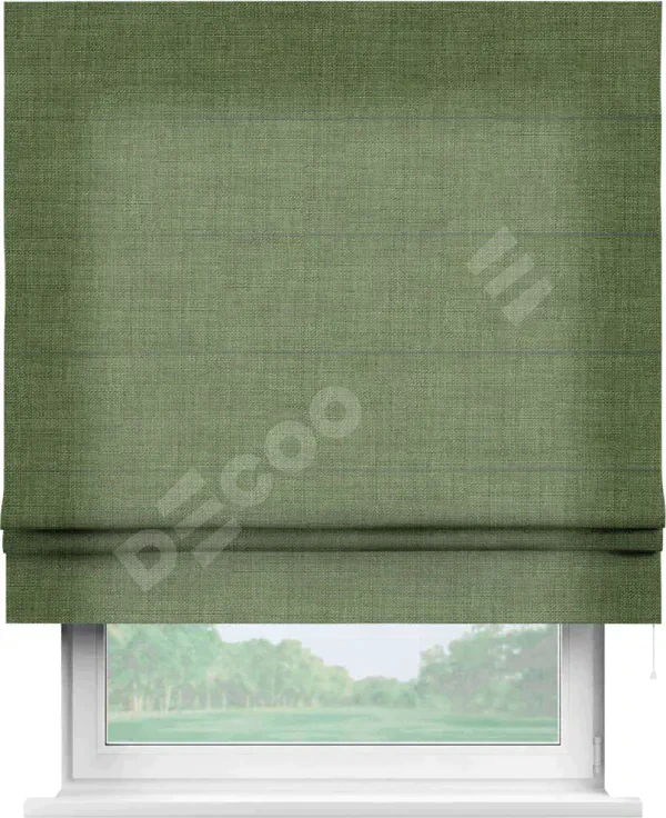 Римская штора «Кортин», лён зелёный, для проёма