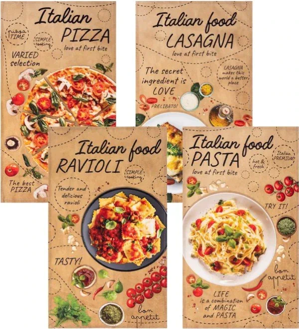 Набор полотенец "Этель" Italian food 4 шт, 100% хлопок