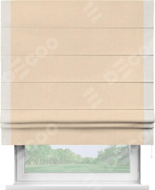 Римская штора «Кортин» с кантом Стрим Дуо, для проема, ткань блэкаут с блеском бежевый