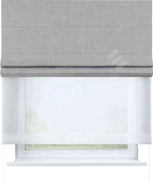 Римская штора «Кортин», лён серый, день-ночь