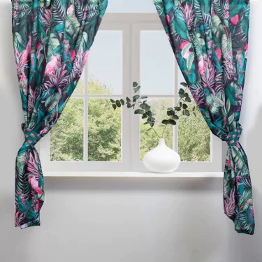 Комплект штор для кухни с подхватами Этель Tropical parrots 145х180см-2 шт., 100% п/э