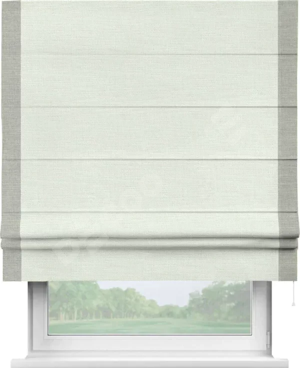 Римская штора «Кортин» с кантом Стрим Дуо, для проема, ткань лён молочный