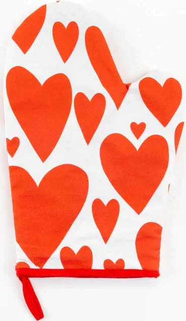 Варежка-прихватка "Этель" Red hearts 20х27см,100% х/л, ватин 250г/м2 (двухсторонняя)
