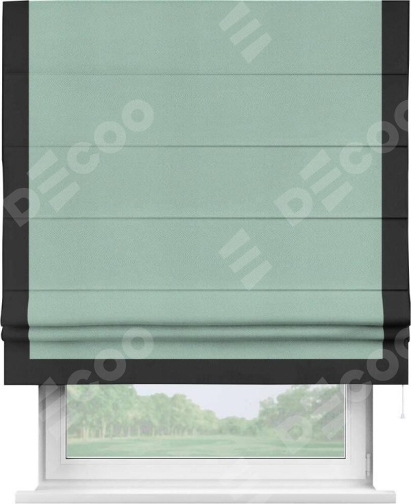 Римская штора «Кортин» с кантом Виктория, для проема, ткань блэкаут однотонный ментоловый