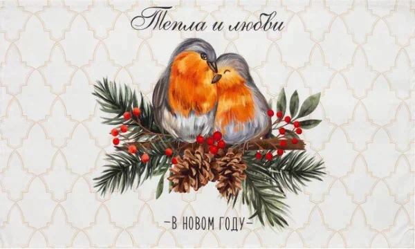 Полотенце Этель "Winter robin" 40x73 см, 100%хл, саржа 190 г/м2