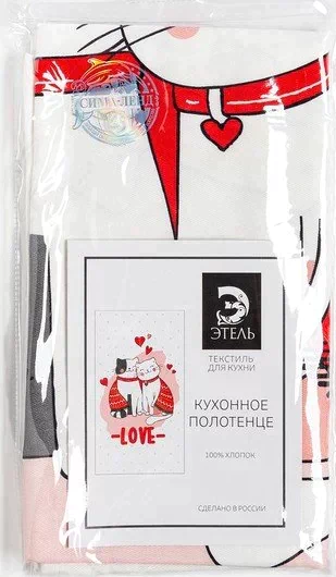 Полотенце Этель "Cat's love" 40х73 см, 100% хл, саржа 190 гр/м2