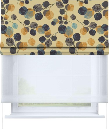 Римская штора «Кортин» день-ночь «Листья в янтаре»