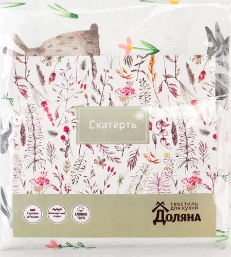 Скатерть пасхальная, Доляна Fluffy bunnies 220х144 см, 100% хлопок, 164 г/м2